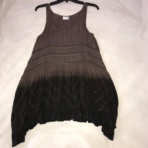 Voile and Lace Trapeze Slip Mini Dress Ombre Ombré